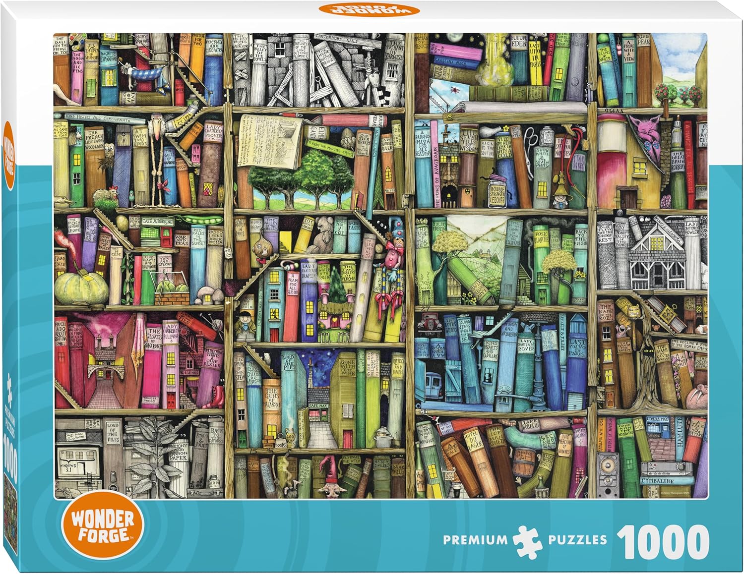 Wonder Forge Bizarre Bookshop 1000 Piece Jigsaw Puzzle for Adults | Unique, Perfectly-Fitting Pieces | Fun, Vibrant Imagery | Amazon Exclusive