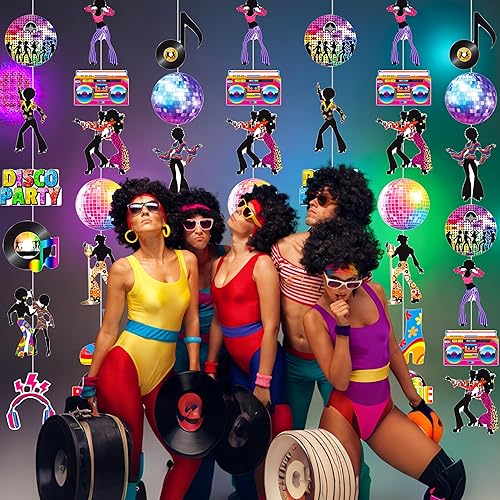 Miniatura 4 de Pancartas colgantes para fiesta de discoteca de los años 70, decoraciones de fiesta de cumpleaños para discoteca Boogie de los años 70, suministros