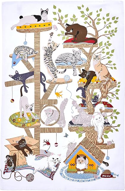 Ulster Weavers Tea Towel-Moggie Mahem (100% Cotton, Brown), One Size
