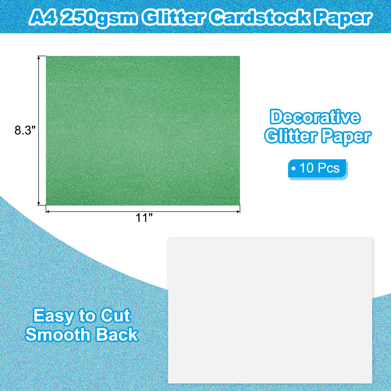PATIKIL 10 Sheets Green Glitter Cardstock 8.5 x 11 in - Image 2