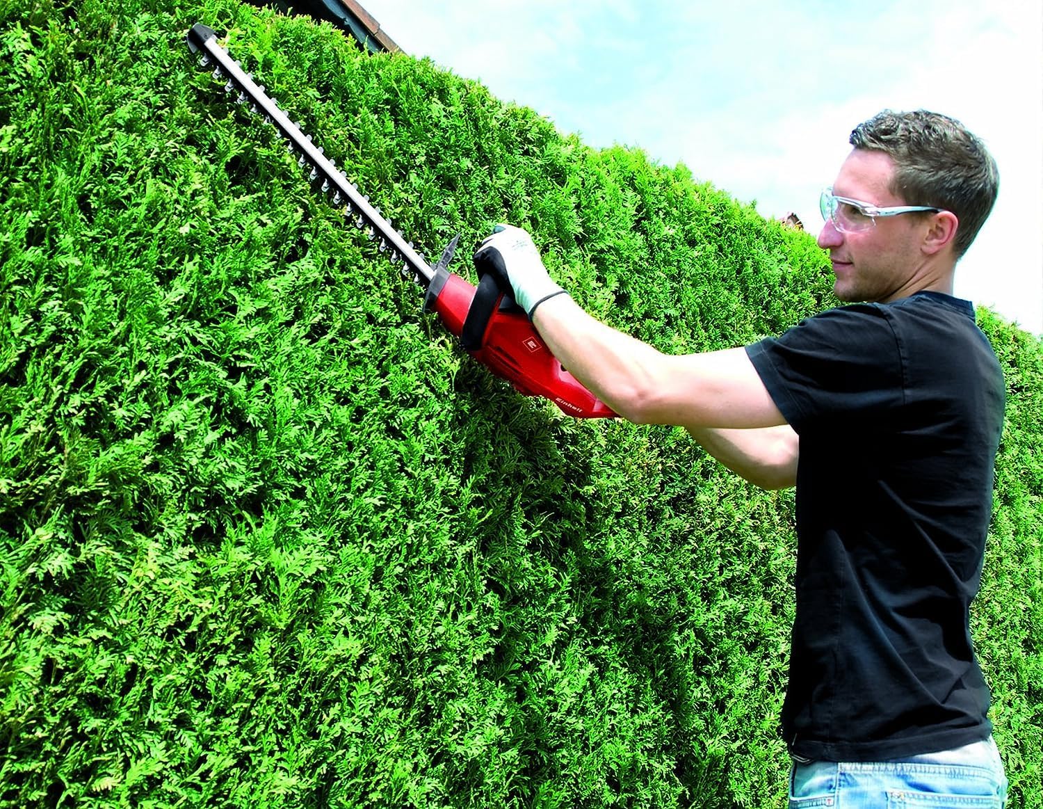 User trimming a hedge with Einhell GH-EH 4245