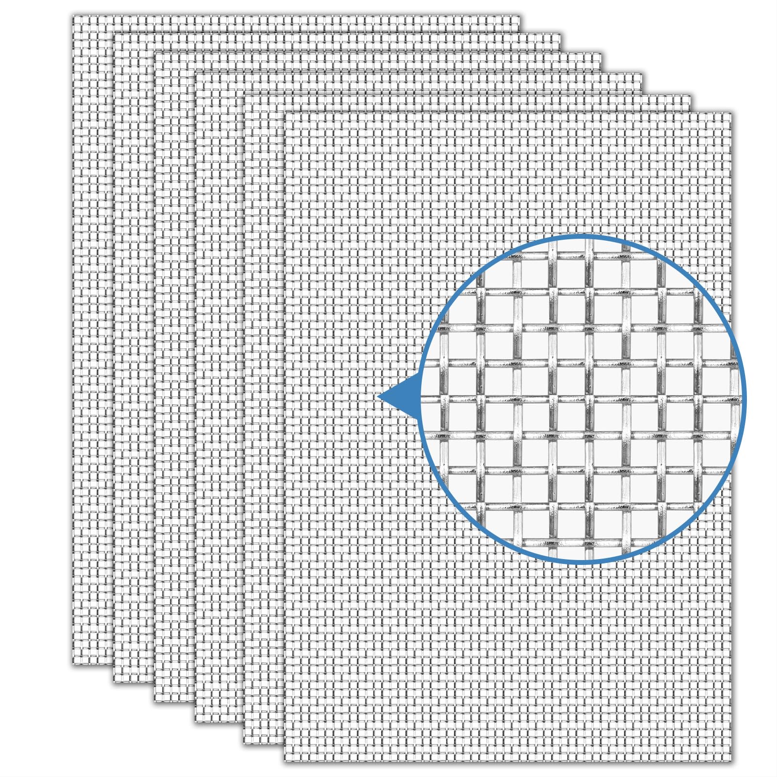 JOONYOEE Rodent Wire Mesh Sheet Air Brick Covers, 6 Pack 304 Stainless Steel Metal Mesh, Mouse Mice Insect Fine Mesh for Vents, Drain, Garden (11.8in x 8.3in, 20 Mesh)