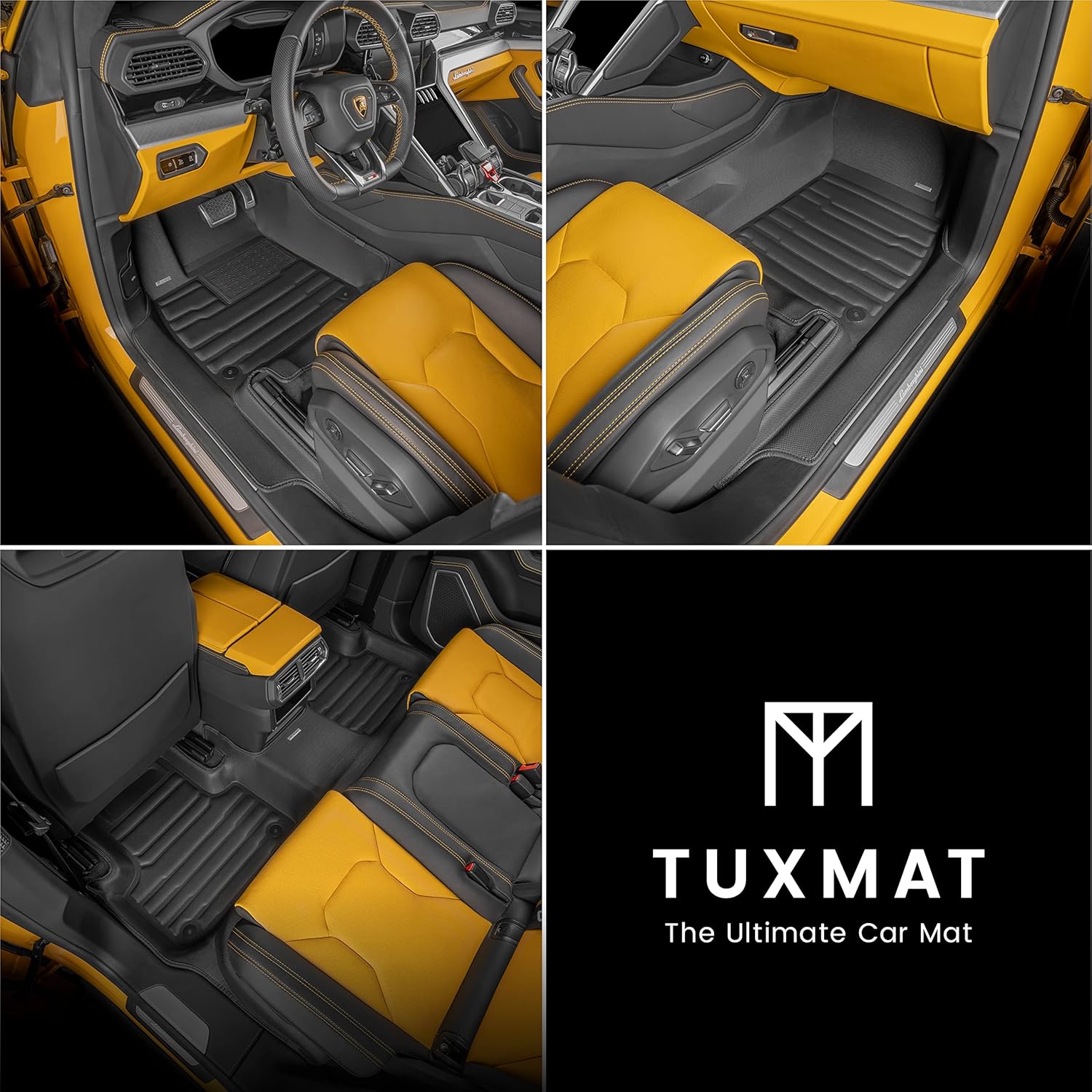 TuxMat - for Lamborghini Urus 2018-2025 Models - Custom Car Mats - Maximum Coverage, All Weather, Laser Measured - This Full Set Includes 1st and 2nd Rows