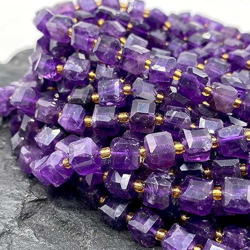 ABCGEMS - Cuentas de amatista oscura africana (una técnica de corte revolucionaria aporta un aspecto más dinámico a un cubo tradicional) piedra
