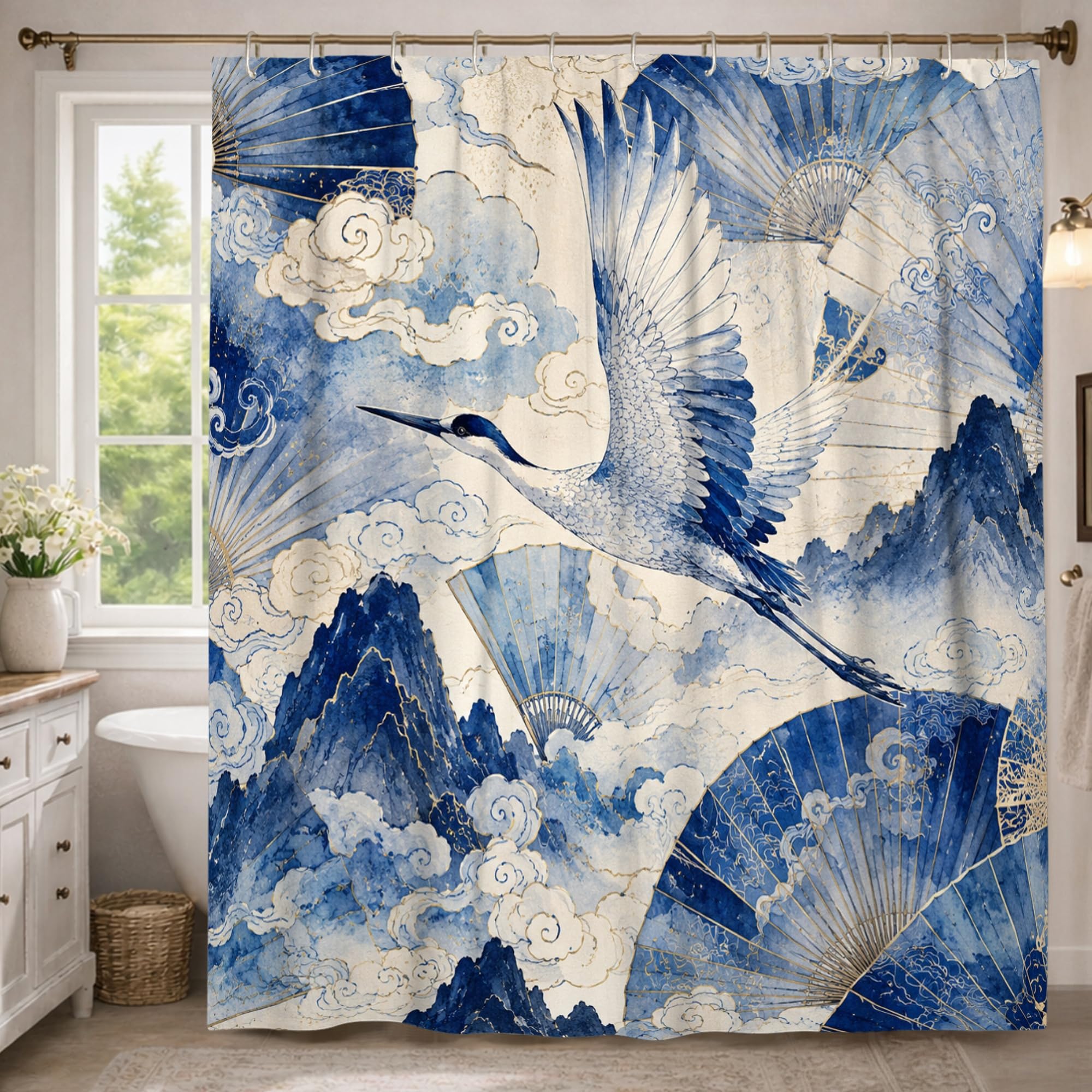 Rideau de douche extra long imperméable 183x243 cm bleu