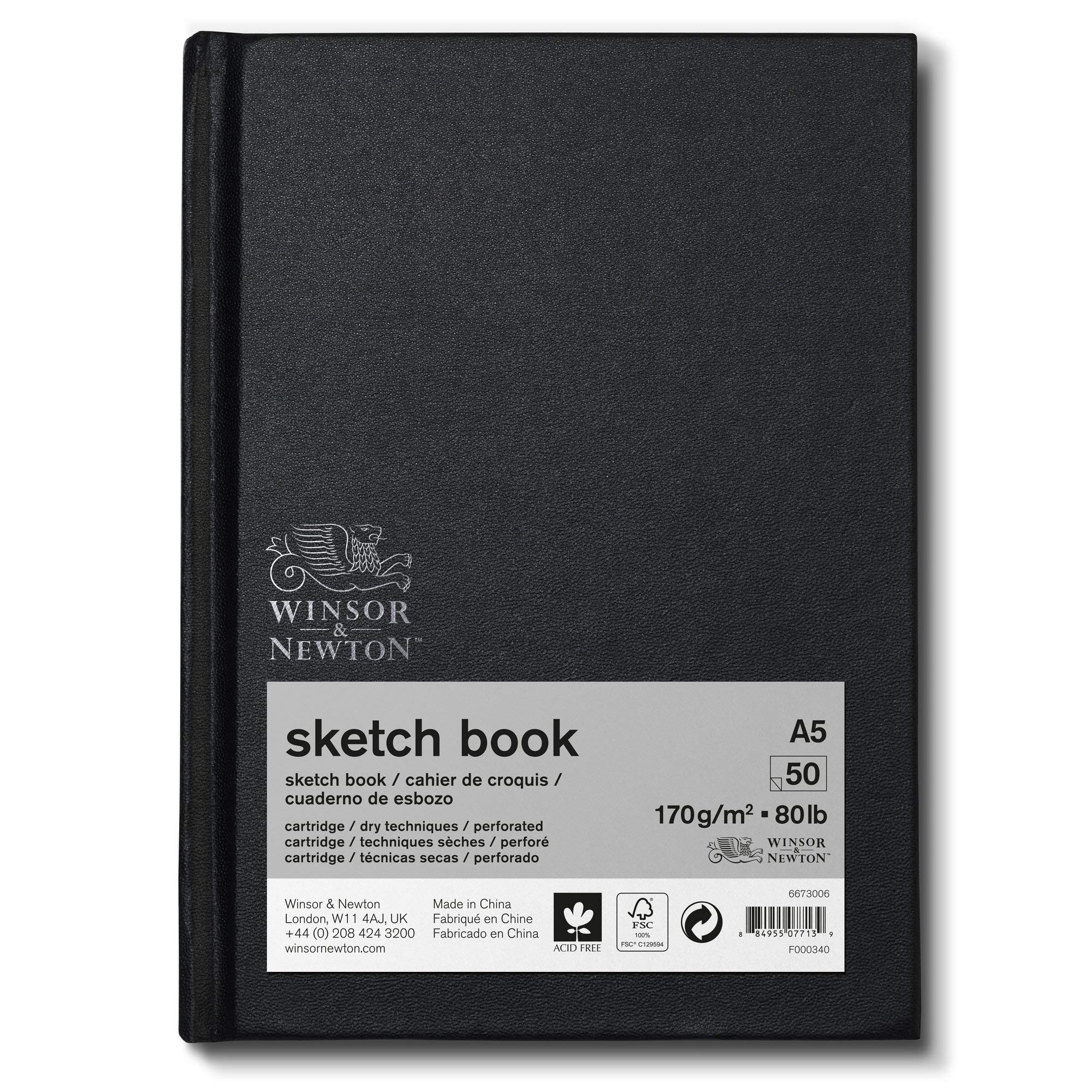 Winsor and Newton 6673006 Spiral Sketchbook, 50 Sheet, 170gsm, 50 Page, A5 Size