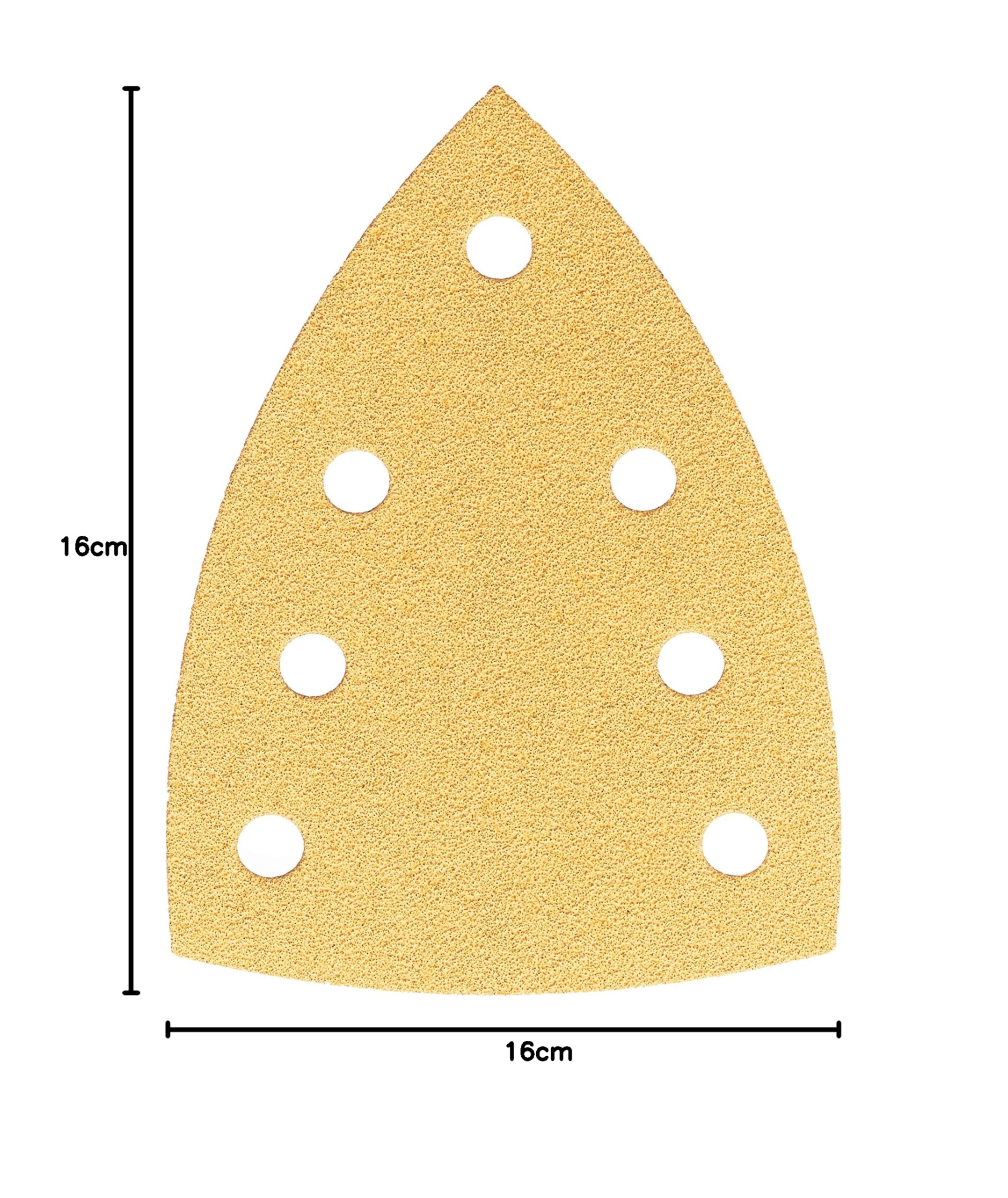 Mirka Gold uniwersalny papier ścierny do szlifierek kątowych 100x152x152mm / 7 otworów/ziarno P100 / 50 szt/Do szlifowania tynków, szpachli, płyt wiórowych, drewna, lakierów.