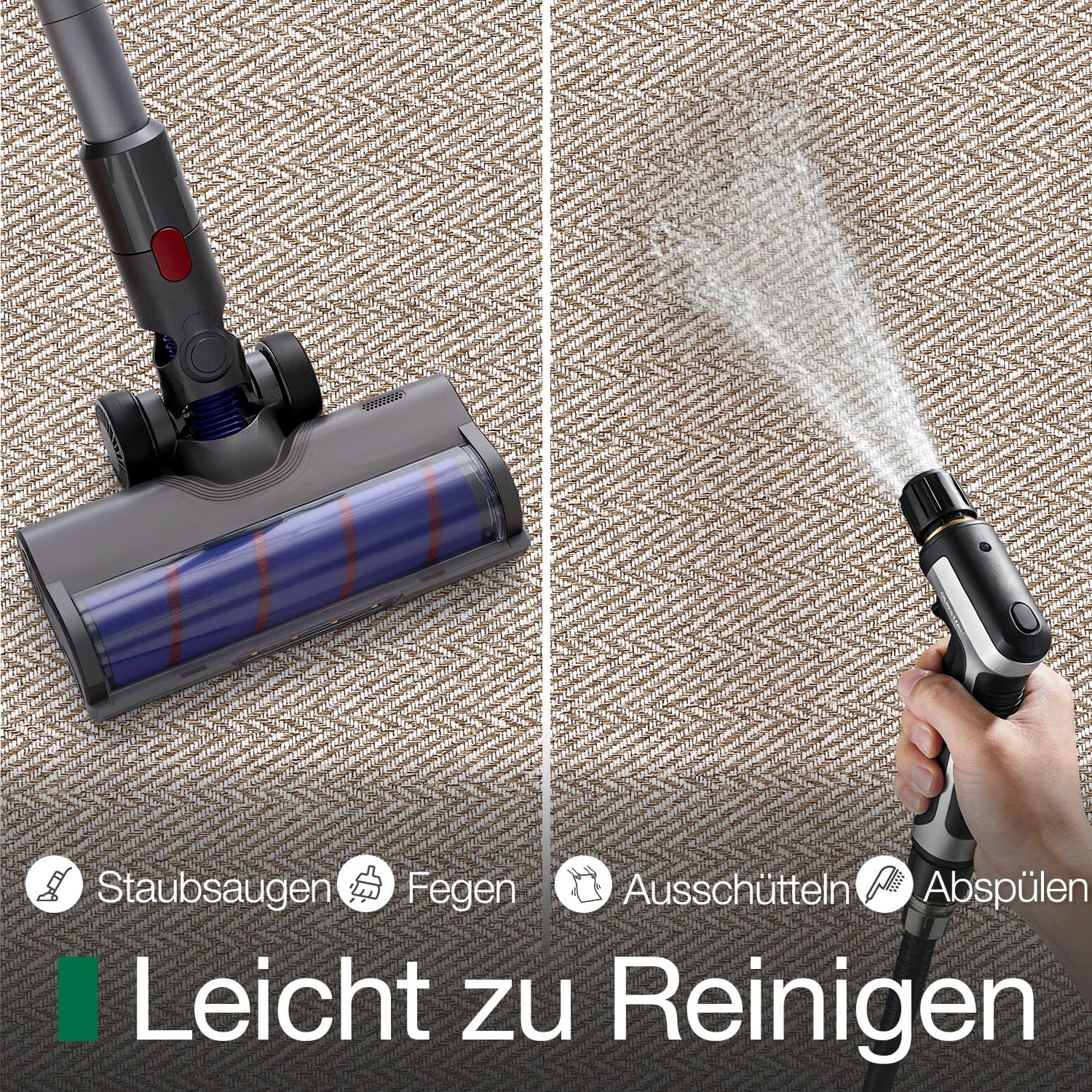 LUMI Extra Dünne Fußmatte Innen 80x120 cm, Eingangsmatte, Beige | 0.35 cm Flachdesign, Schmutzfangend, Schnelltrocknend, Wasserabweisend, Rutschfeste Gummiunterseite, Fischgrätmuster