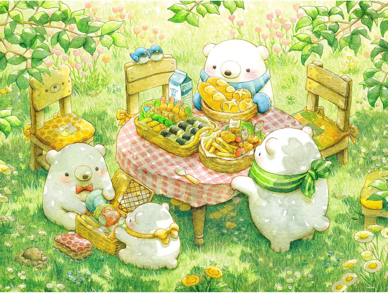 PieceRelax PieceClicks Plastic Jigsaw Puzzle for Adults 1000 Pieces - ちっぷ - Picnic Time - 25.2 X 18.9 Inches, Most Satisfying Table Games, No Glue Needed [U1048]