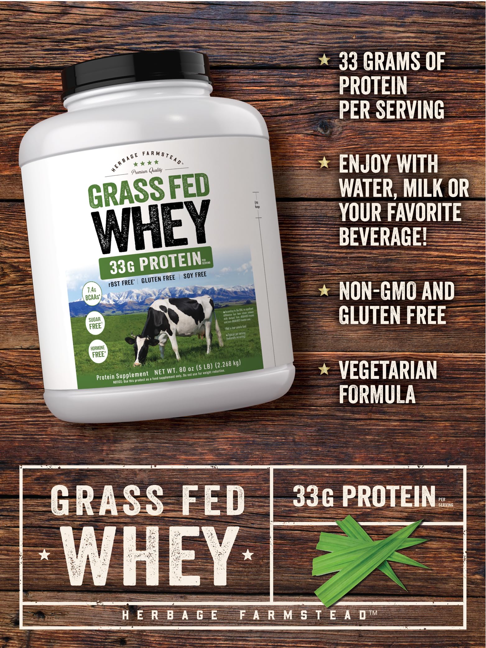 Carlyle Grass Fed Whey Protein Powder | 5lb (80 oz) | Unflavored — Amazon image 4