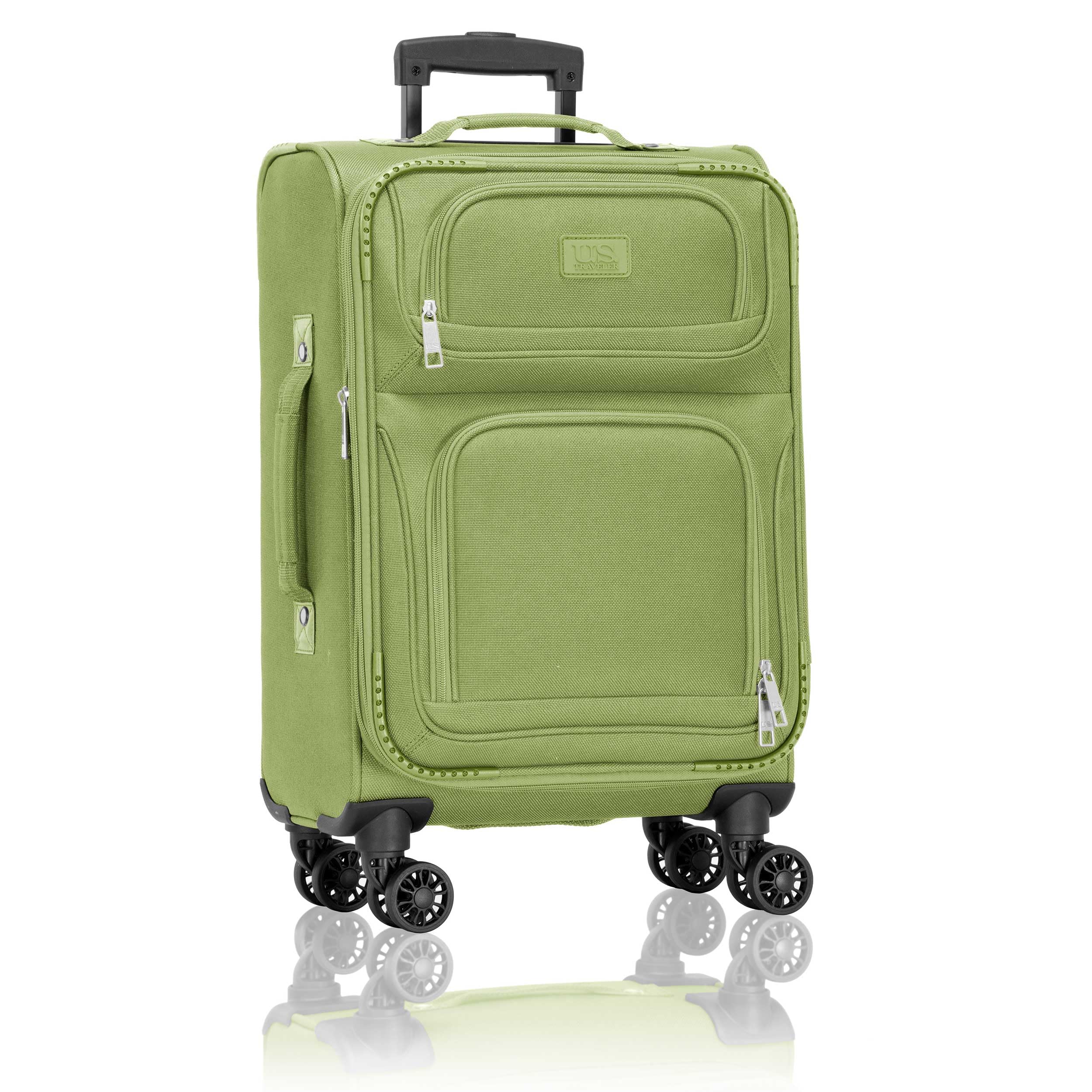 U.S. Traveler Rio Lightweight Softside Rolling Carry-on Suitcase, 4-Wheel Single, Light Green