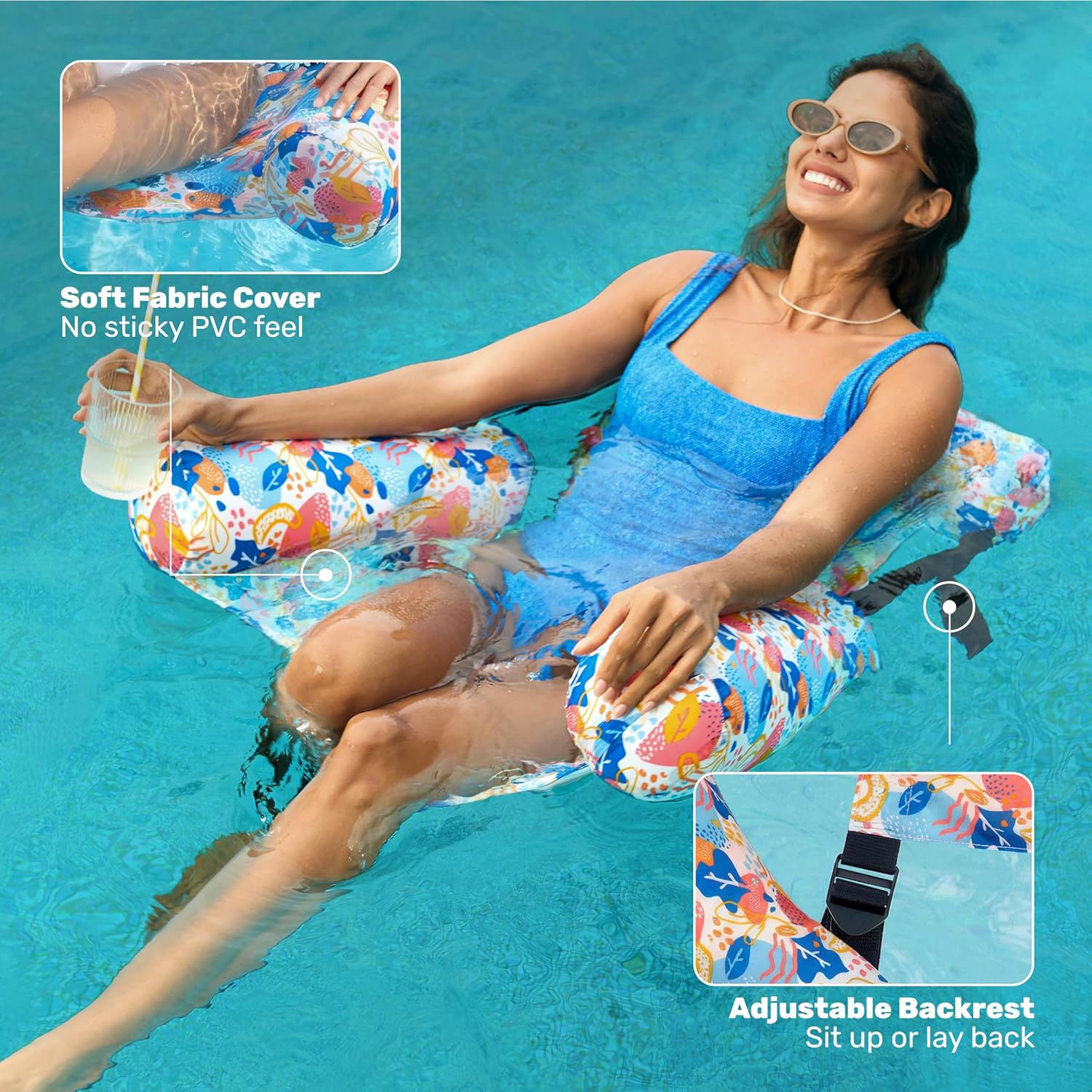 SLOOSH Inflatable Pool Floats Adult,2 Packs Floating Lounge Chairs,Blow up Pool Noodles for Adult Heavy Duty,Floating Chair for Party Summer Water Beach Lake Fun