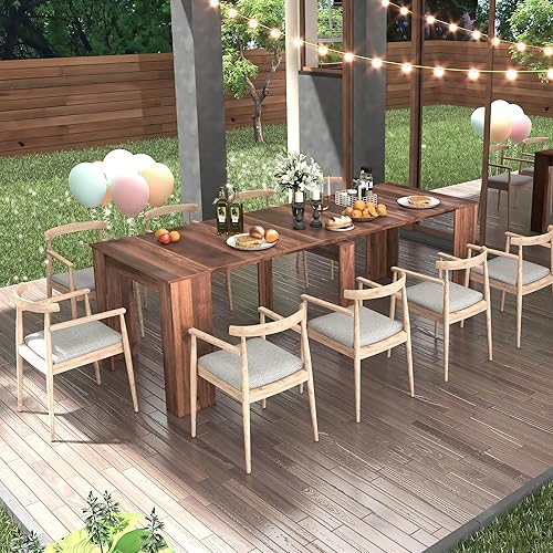 Miniatura 18 de Mesa de comedor plegable para 6 a 12 personas, mesa auxiliar de 30.71 pulgadas, mesa de consola extensible de 118.50 pulgadas, ahorro de espacio