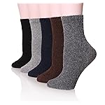 Velice Wool Socks for Women Merino Wool Boot Hiking Thick Thermal Warm Socks Winter Crew Cushion Cozy Work Socks 5 Pairs(Multicolored 03)