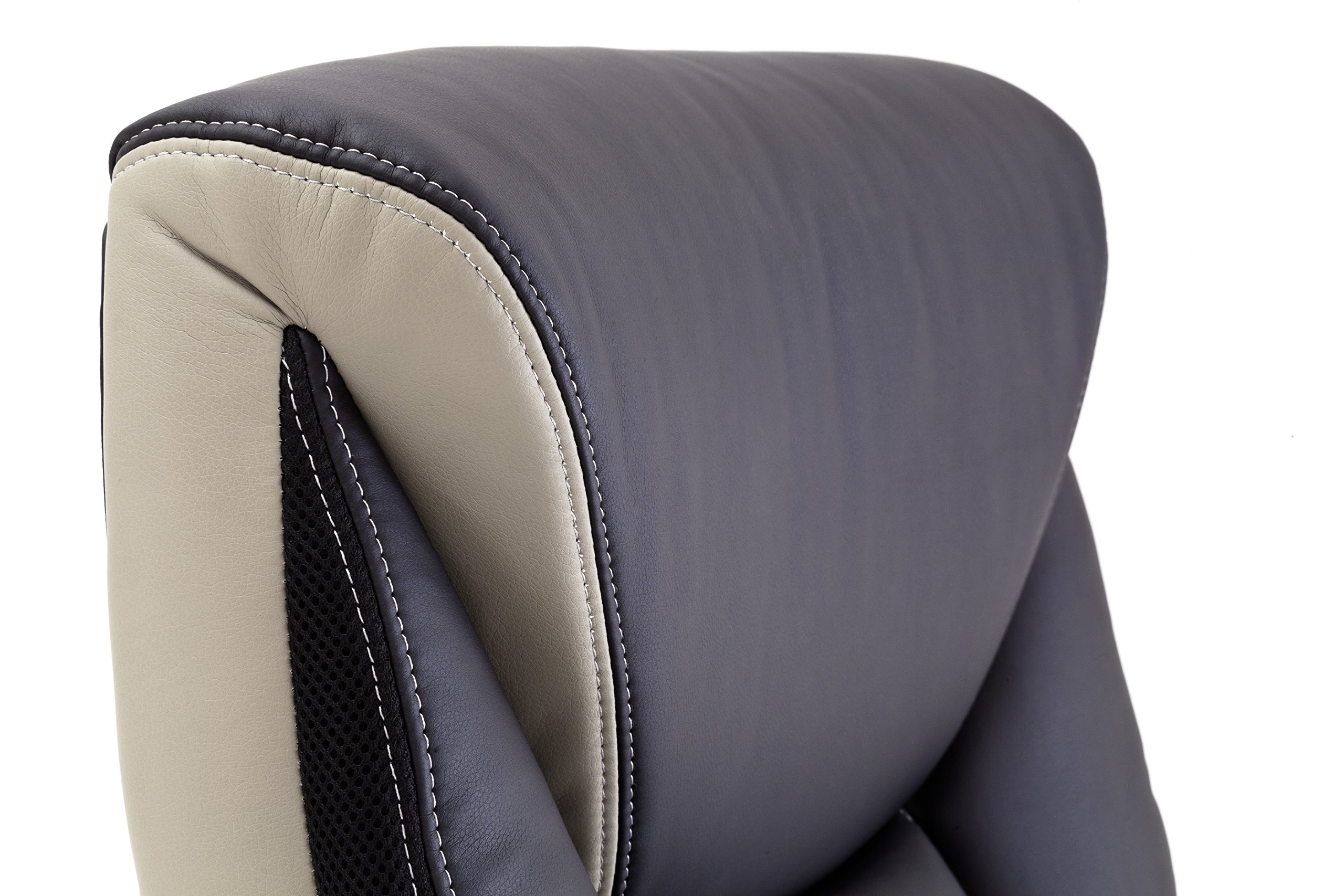 Robas Lund Bürostuhl Schwarz-Beige Chefsessel Drehstuhl höhenverstellbar belastbar bis 180 Kg, real Comfort 2