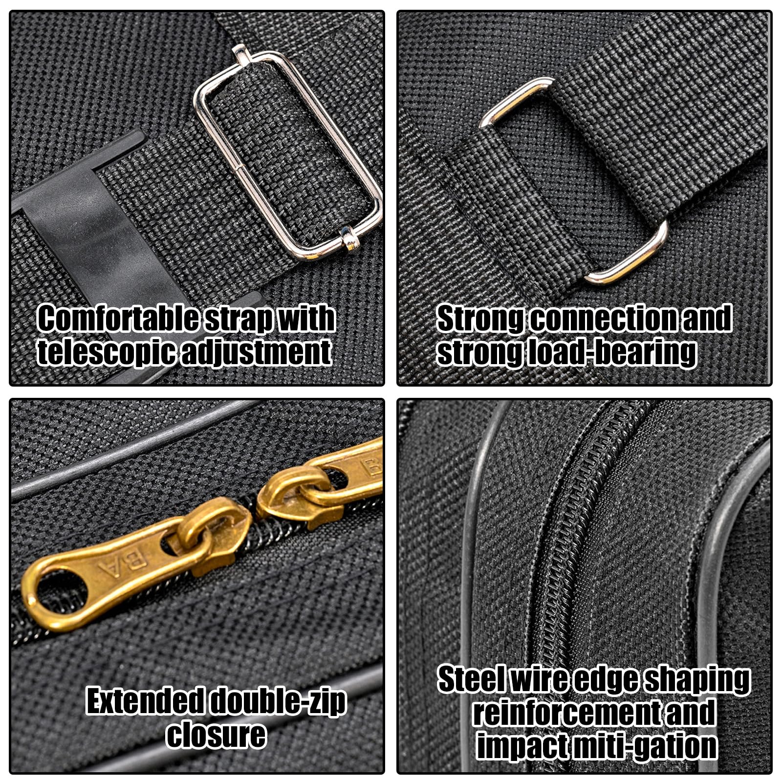 Borsa pieghevole per canne da pesca, borsa portatile, borsa per canne da pesca con 3 scomparti, 150 cm, in tessuto Oxford 600D - 5