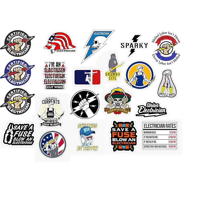 Buy Electrician Hard Hat Stickers, for Hard Hat, Window, Car Electrical