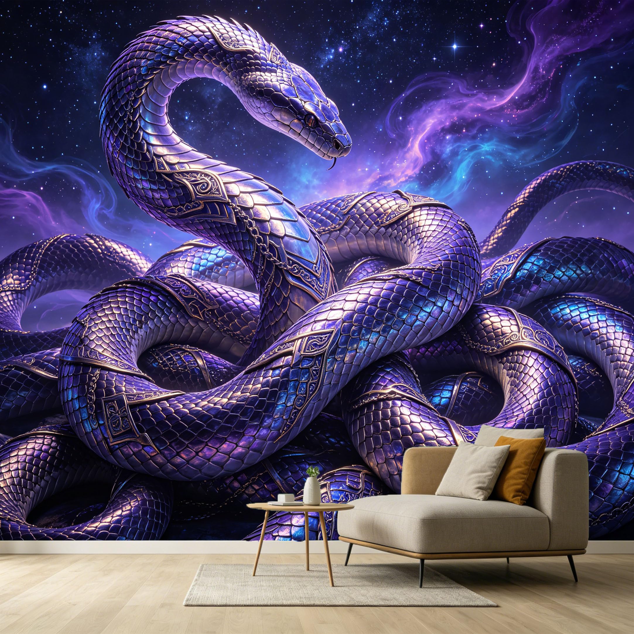 Custom Size Wall Murals Celestial Cosmic Snake Abstract 3D Galaxy Nebula SelfAdhesive Wall Fabric Removable Large Wallpaper for Photo Living Room