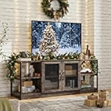 IDEALHOUSE Farmhouse TV Stand for 65/75 Inch TVs, Vintage TV Cabinet with 2 Mesh Doors and 4 Open Shelves, Rustic Entertainment Center for Living Room, Bedroom (Rustic Oak, 63 in)