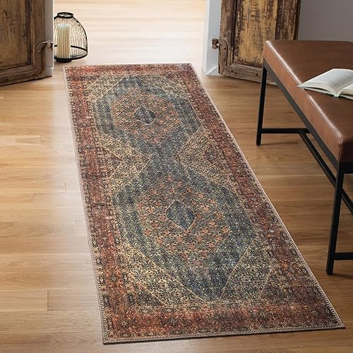 Keen Home Design Alfombras lavables a máquina con parte trasera antideslizante, ideal para pasillo, sala de estar, dormitorio, cocina y lavandería,