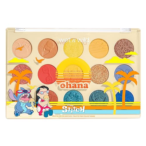 Miniatura 2 de wet n wild Stitch Ohana Paleta de sombras para ojos y cara y wet n wild Stitch No Bad Days Setting Mist & Disney Lilo And Stitch Carefree - Juego de