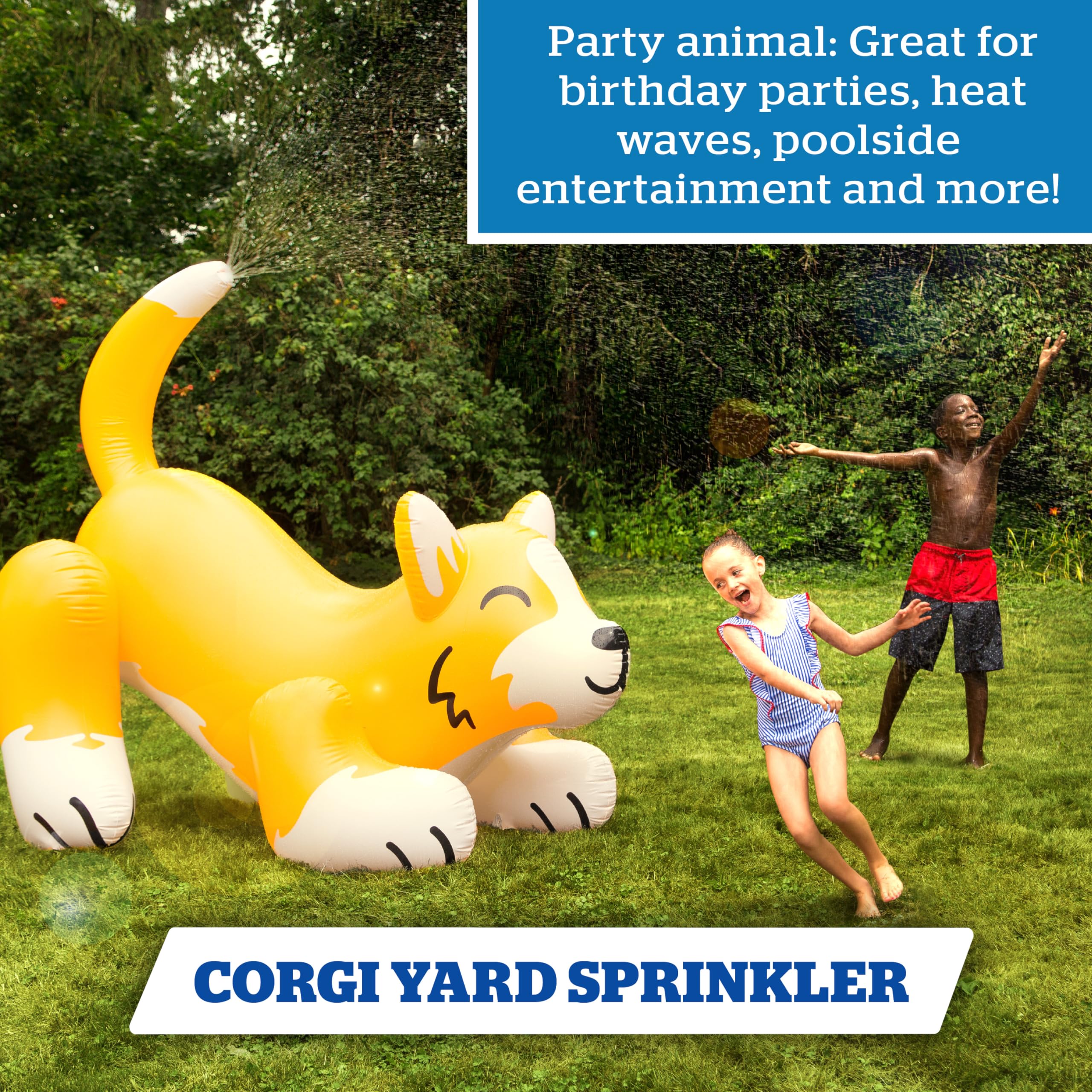 BigMouth Inc. Ginormous Inflatable Corgi Yard Summer Sprinkler, Perfect for Summer Fun, Happy Dog Sprinkler