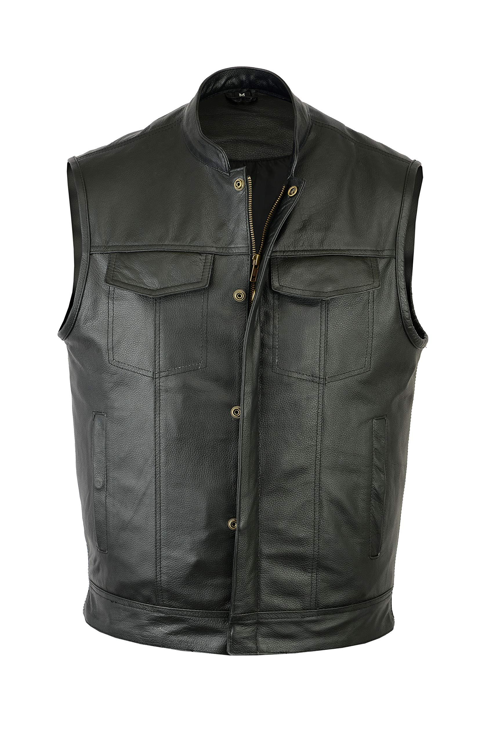 Men' SOA Cowhide Leather Clubstyle Biker Vest