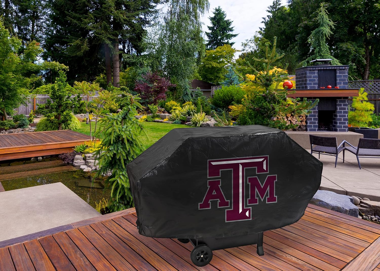 NCAA Deluxe Grill Cover Deluxe Vinyl Grill Cover - 68" Wide/Heavy Duty/Straps