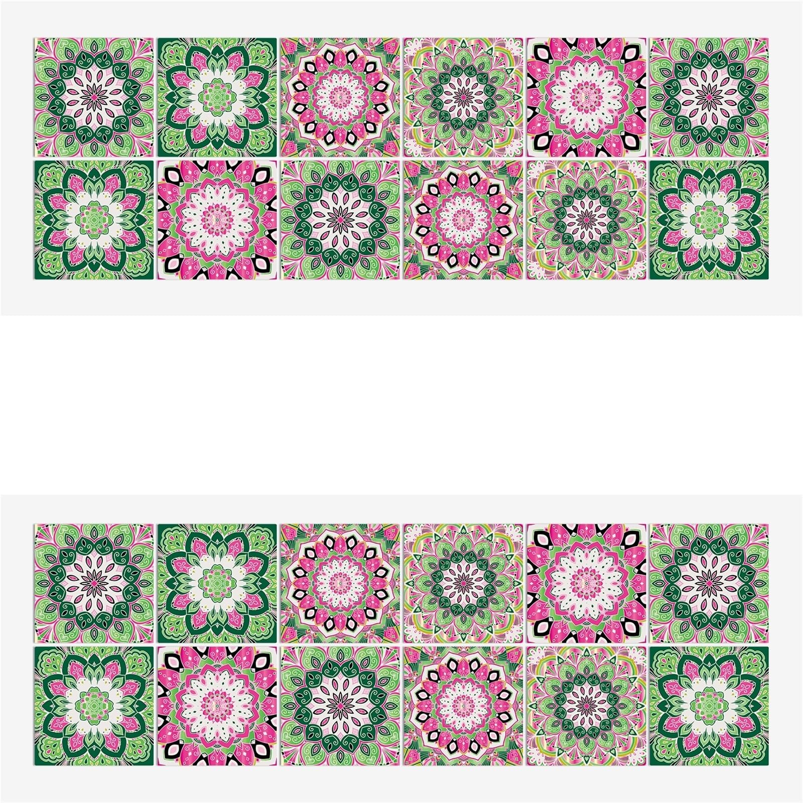 EJvkrbtx Tile Wall Stickers 24pcs Self-Adhesive Removable Multicolor 10-20cm Kitchen Bath(Color 4,20x20cmx24PCS)