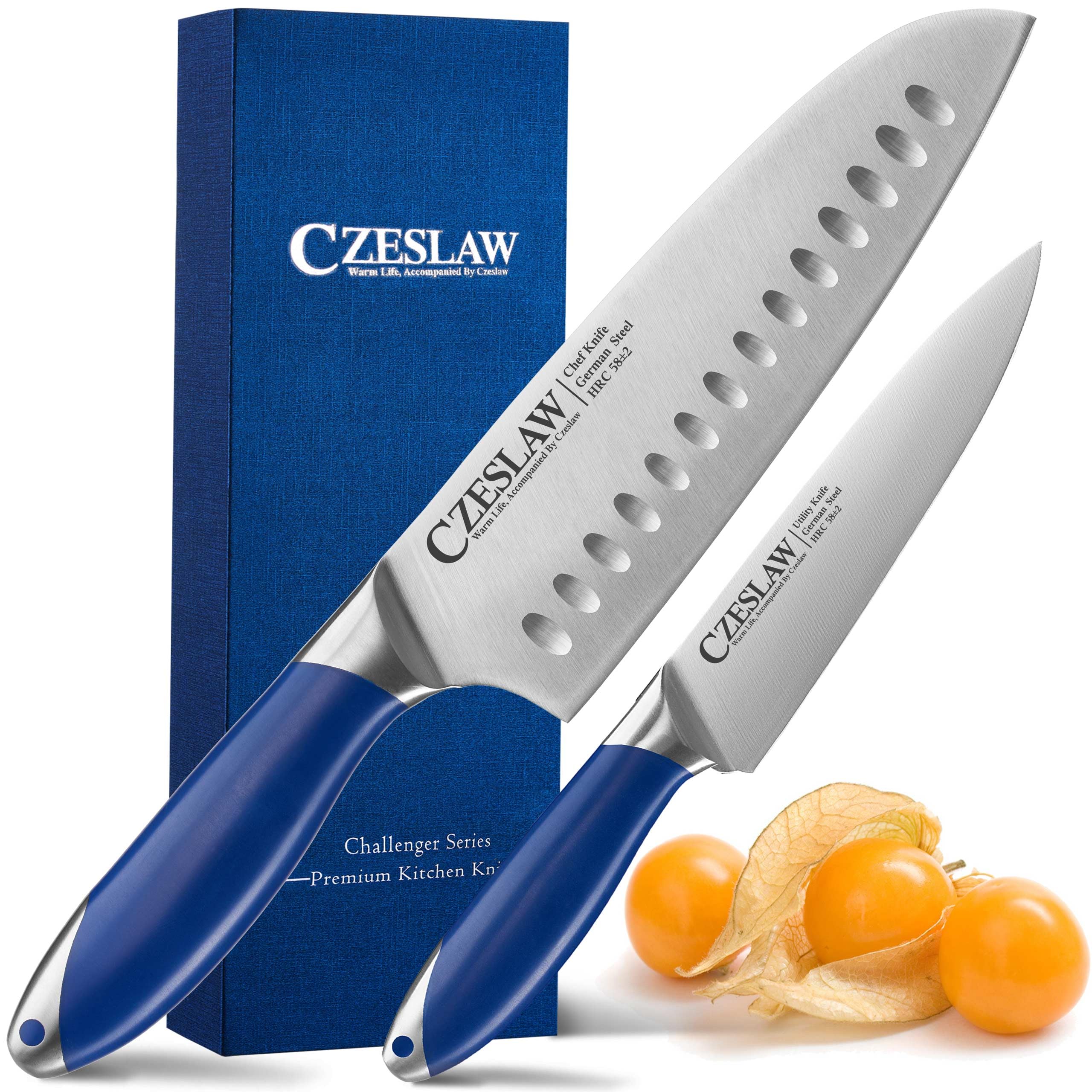 Amazon | Czeslaw 三徳包丁，日本式出刃包丁、高炭素ドイツ鋼鍛造