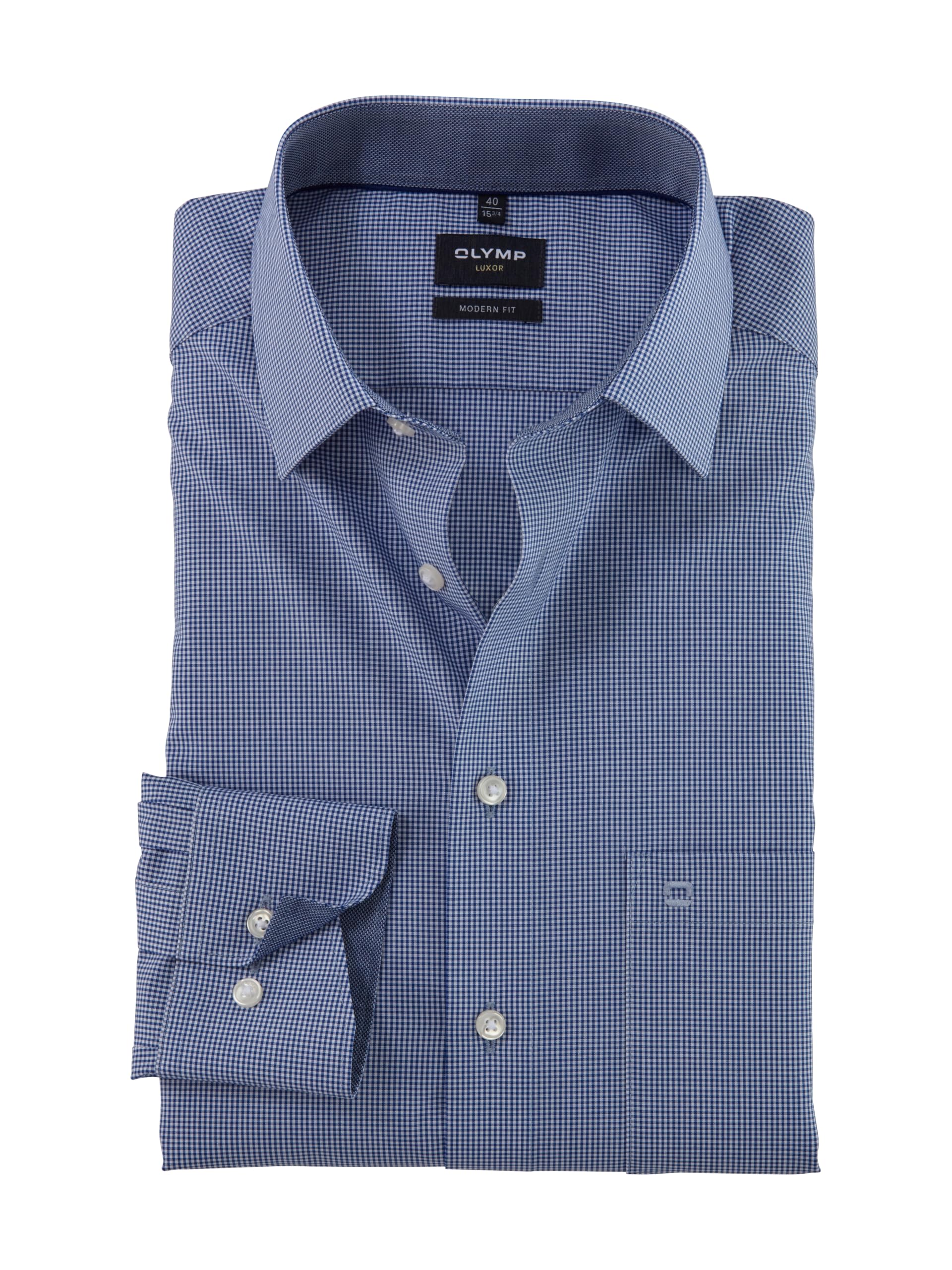 Olymp Men's Luxor Shirt - Modern Fit - Long Sleeve - Blue - 38