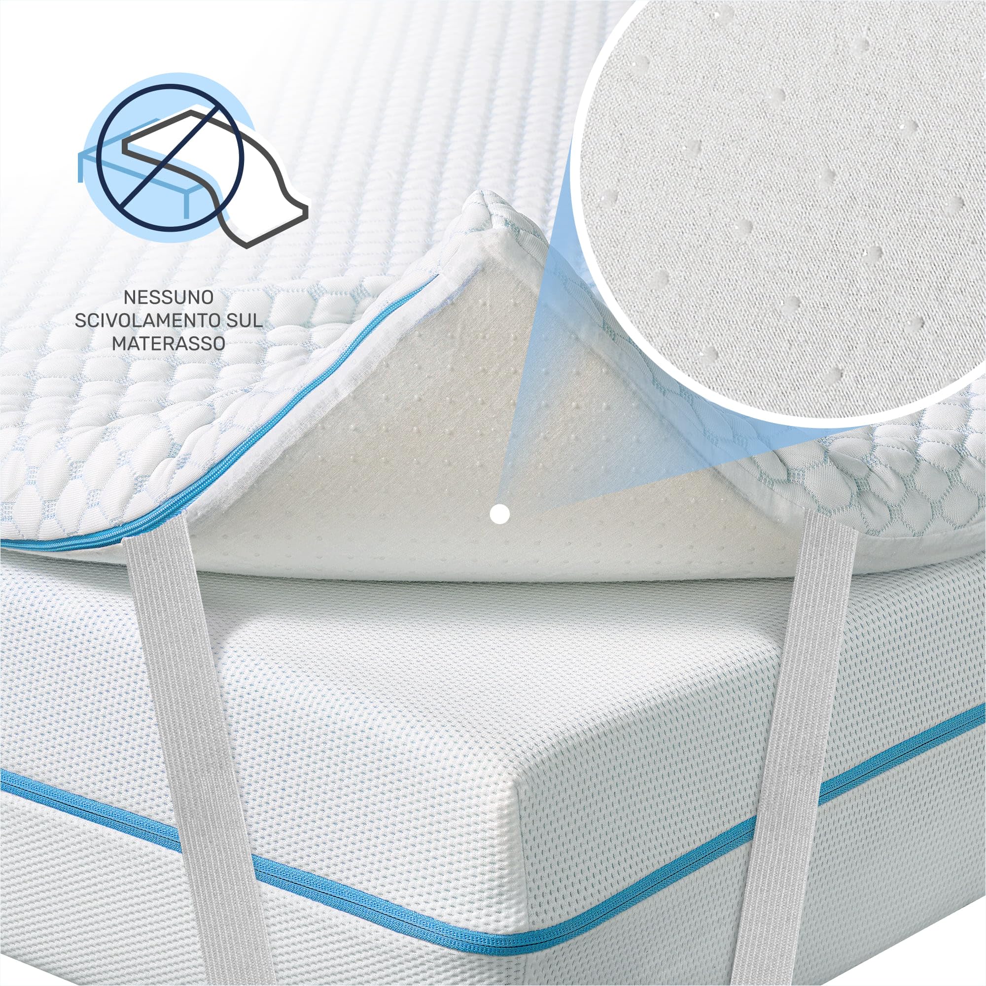Dailydream Topper matrimoniale piccolo 140x200 cm memory foam, altezza 5 cm, «Edition Cool Touch, Model M », Topper per materasso, divano letto o letto da campeggio, Coprimaterasso confortevole