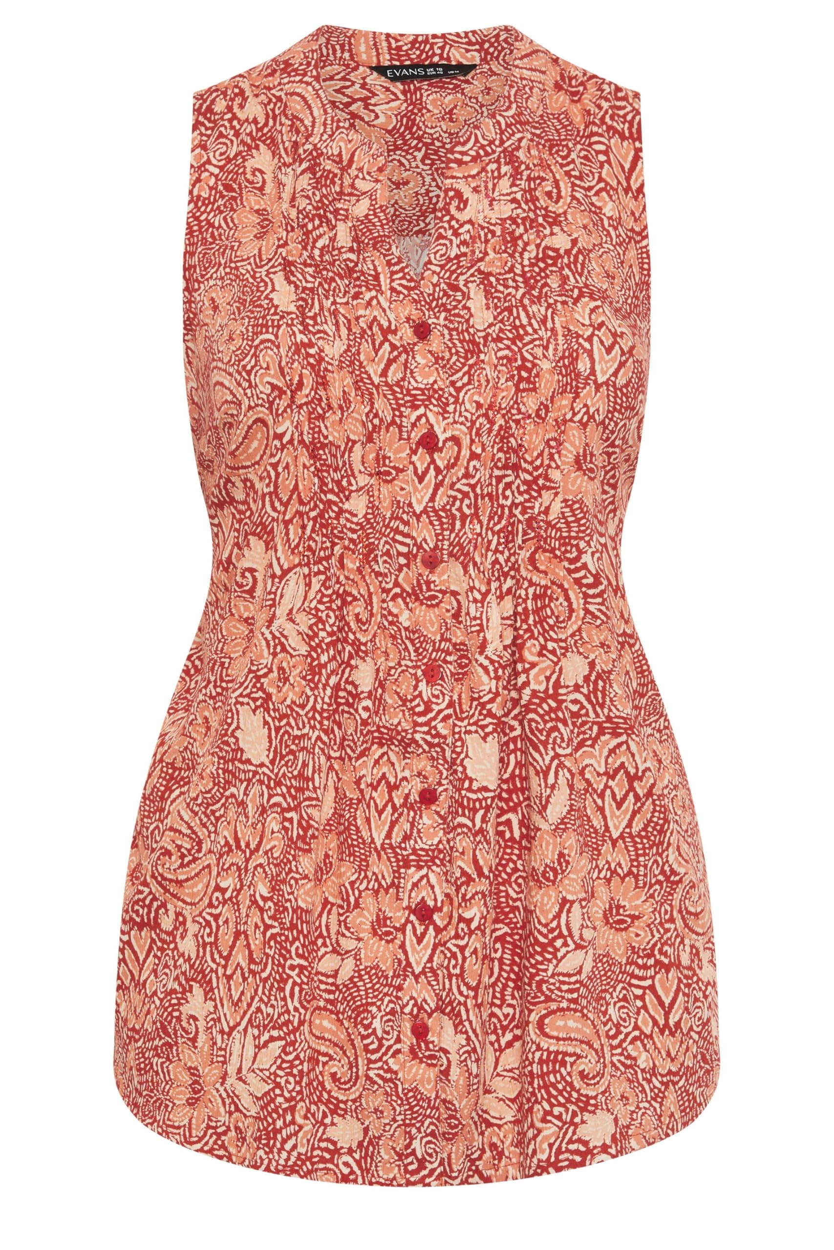 Evans Women's Sleeveless Vest - Burnt Orange - Size 16