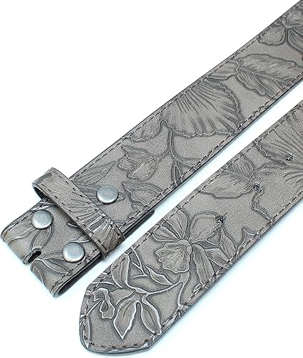 BC Belts Leather Belt Strap with Flower and Leaf Embossed