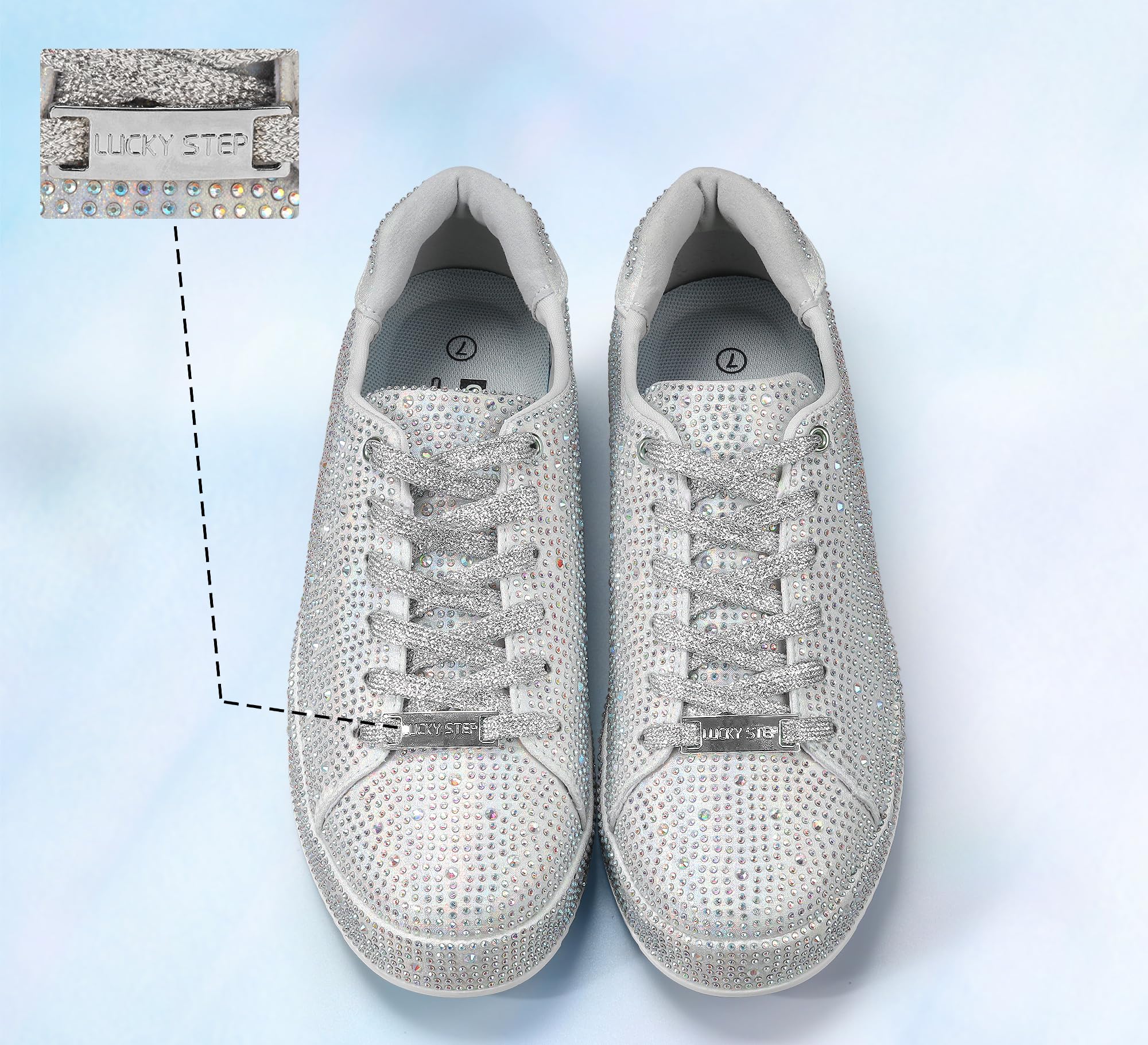 LUCKY STEP Sneakers da Donna con Platform e Strass | Scarpe da Sposa da Sposa