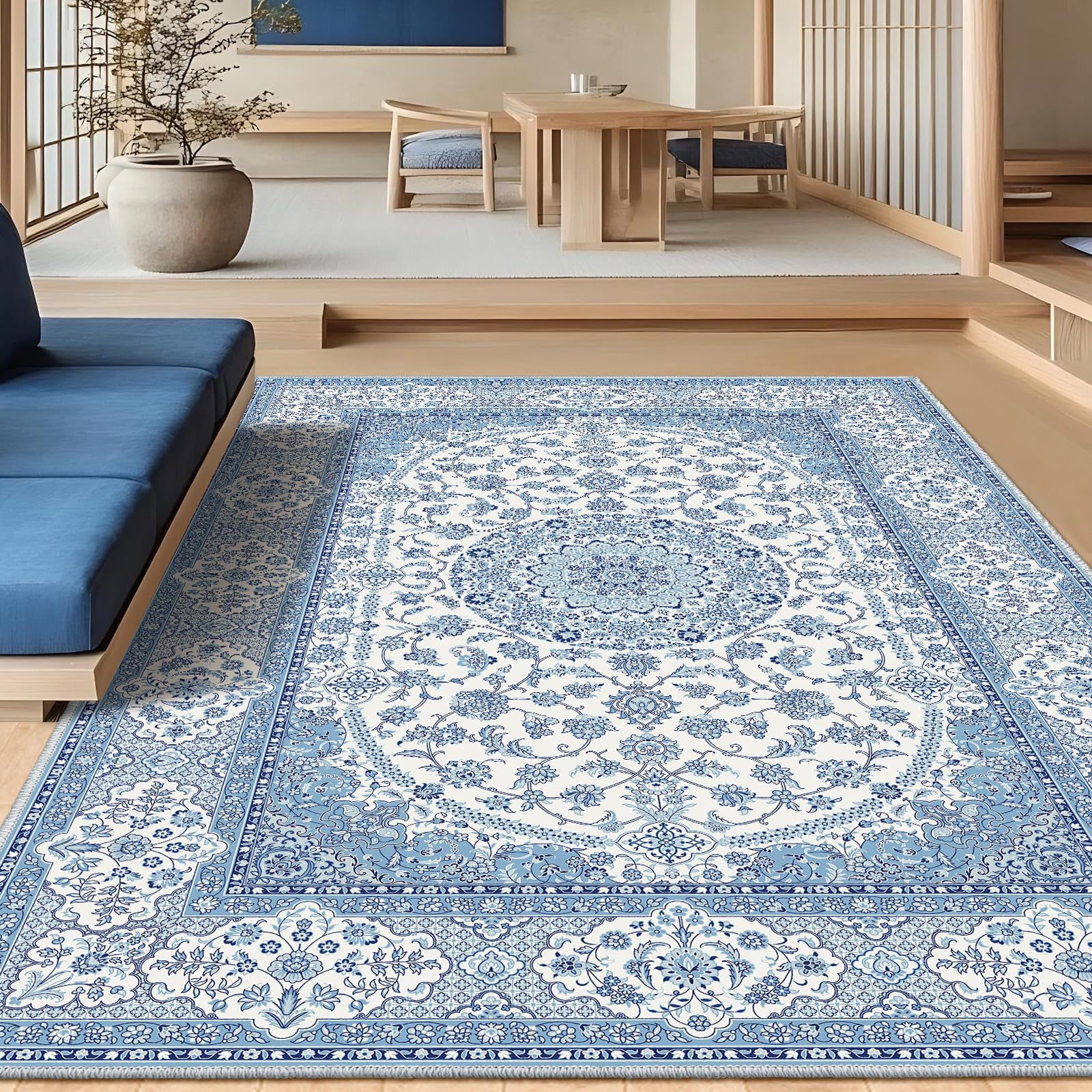 Amazon | FORTSEA 大きい ラグマット 160×230cm 洗える ペルシャ風 花