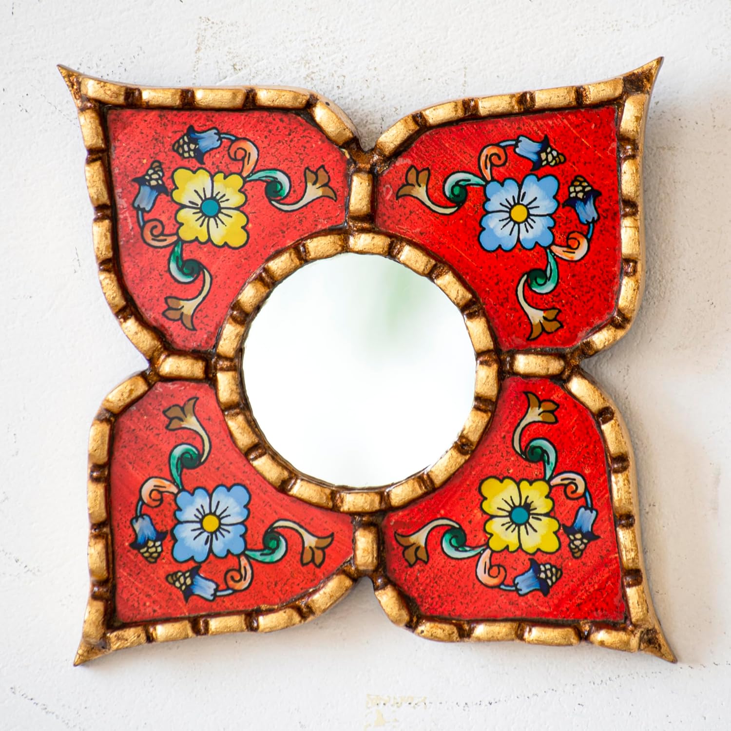 Handmade Small Accent Wall Mirrors Set of 3 | Peruvian Decorative Mirrors for Boho, Vintage & Bathroom Wall Decor