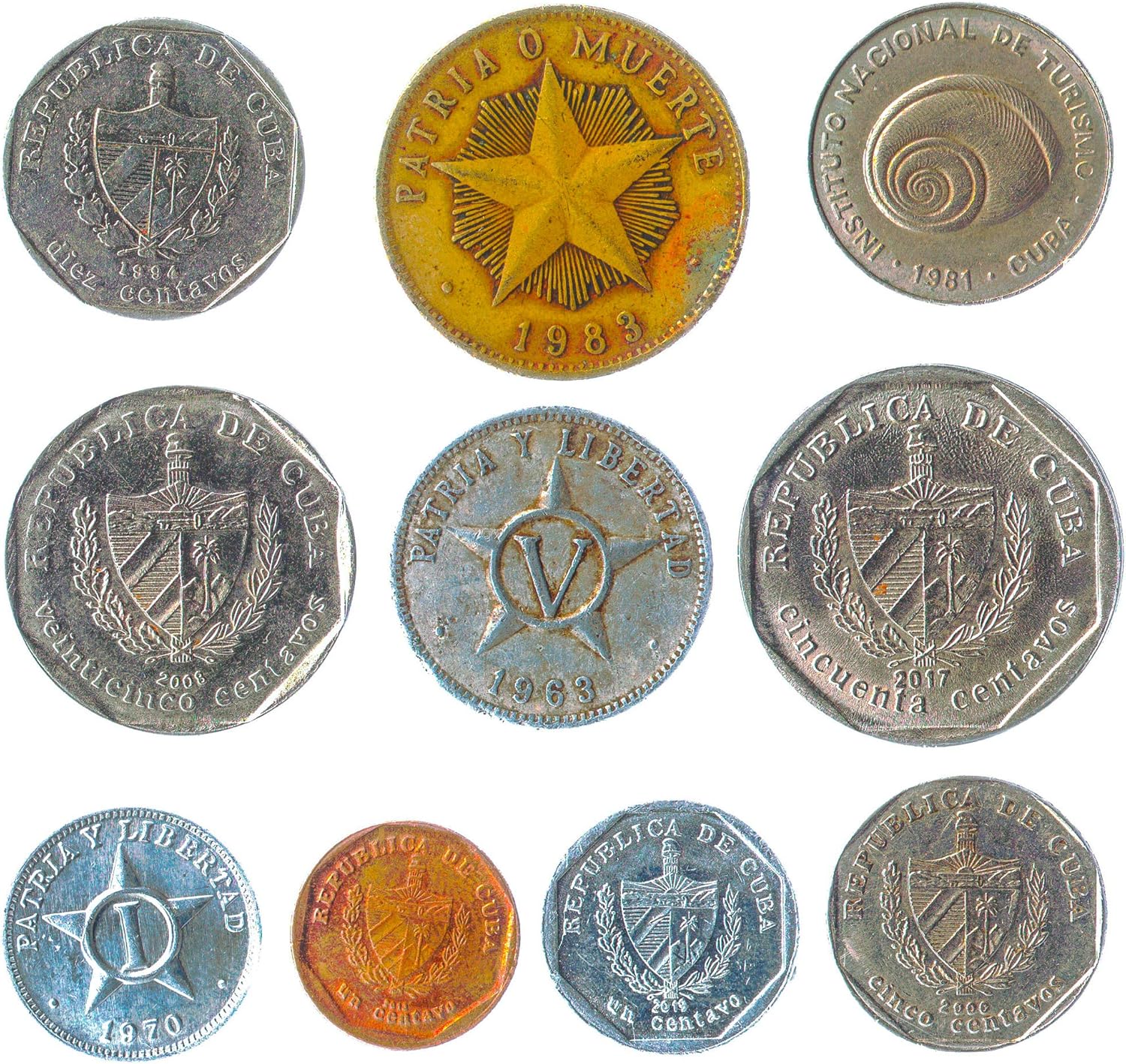 amazon com 10 circulated coins from cuba old collectible coins caribbean island cuban centavos pesos perfect choice for your coin bank coin holders and coin album collectibles fine art