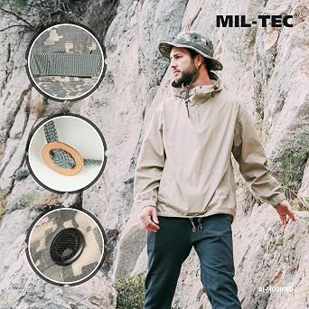 Mil-Tec Unisex Cotton Ripstop Boonie Hat - Durable Lightweight Tactical Outdoor Vented Wide Brim Hat w/Adjustable Chin Strap
