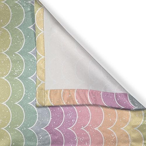 Miniatura 3 de Ambesonne Mermaid Tail Long Kitchen Curtains, Retro Wave Scales Pattern in Tones Grunge Effects, Two Panels Drapes with Rod Pocket Room Decor, 55" x