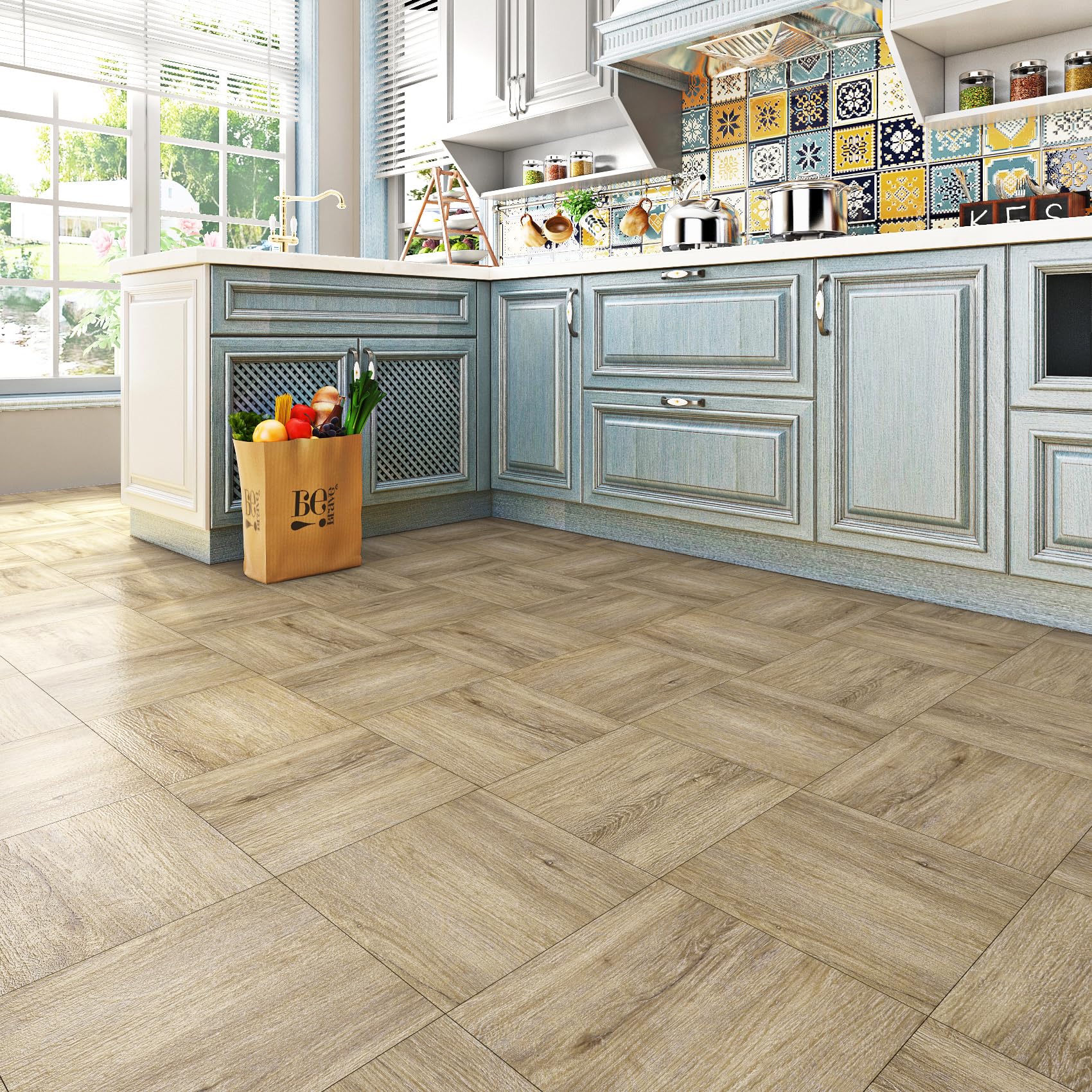 Livelynine Suelo Vinilico Autoadhesivo Madera Roble Claro Vinilo Suelo Cocina Autoadhesivo Baldosas Adhesivas Suelo Baño 30x30 32-Baldosas Suelos de Vinilo Adhesivos para Suelos Efecto Madera Natural