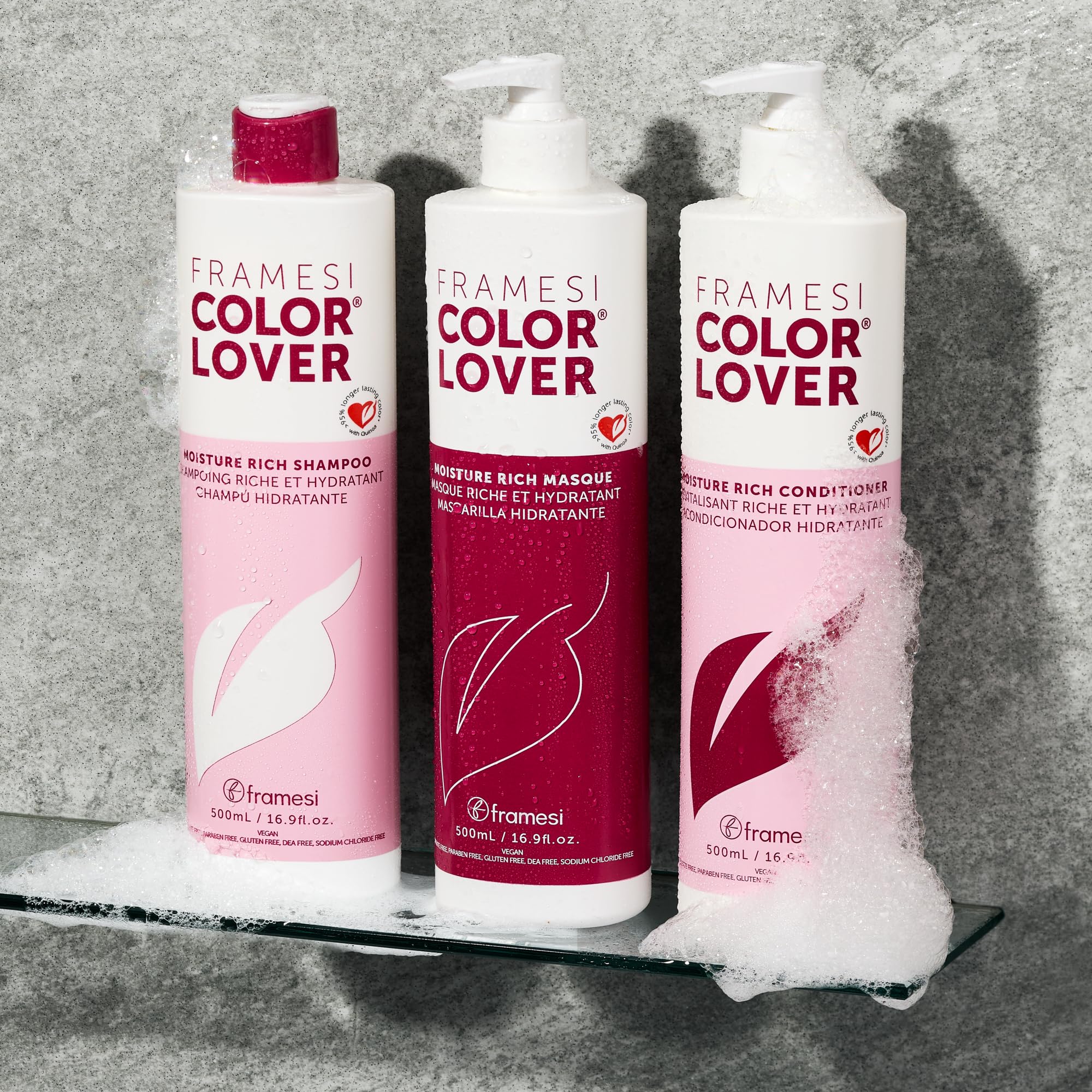 Framesi Color Lover Moisture Rich Conditioner, Sulfate Free Conditioner with Coconut Oil and Quinoa, Color Treated Hair