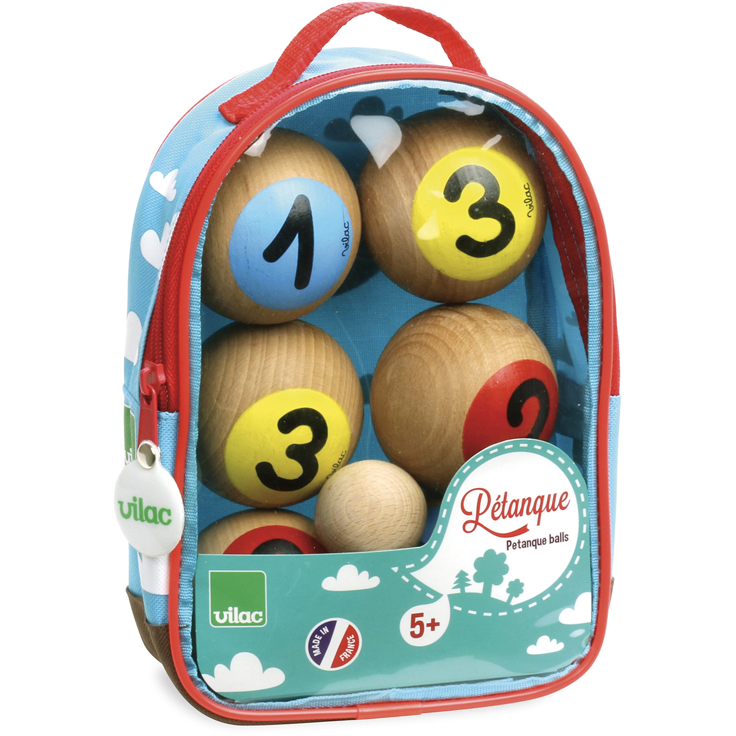 VILAC - jouet en bois - Jeux de plein air - Jeu de Pétanque 1, 2, 3 en Sac - 4053