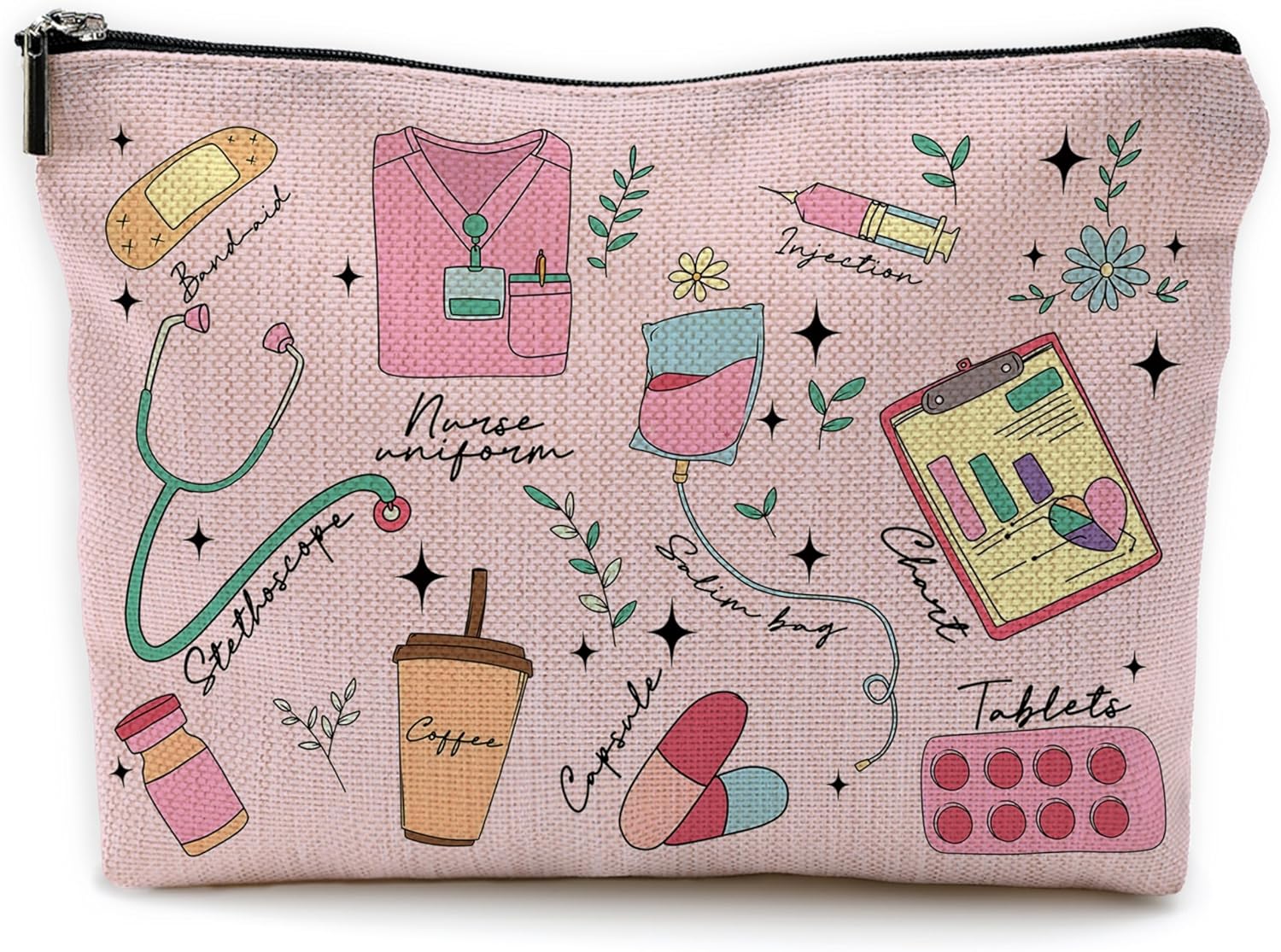 Pink Nurse Makeup Bag, Nurse Appreciation Gifts Cosmetic Bags Toiletry Bag for Women, Nursing Supplies for Nurses, Medical Nursing Makeup Pouch