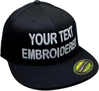 Custom Flexfit 210 Personalize Hat Add Your Own Text Embroidered Fitted Flatbill