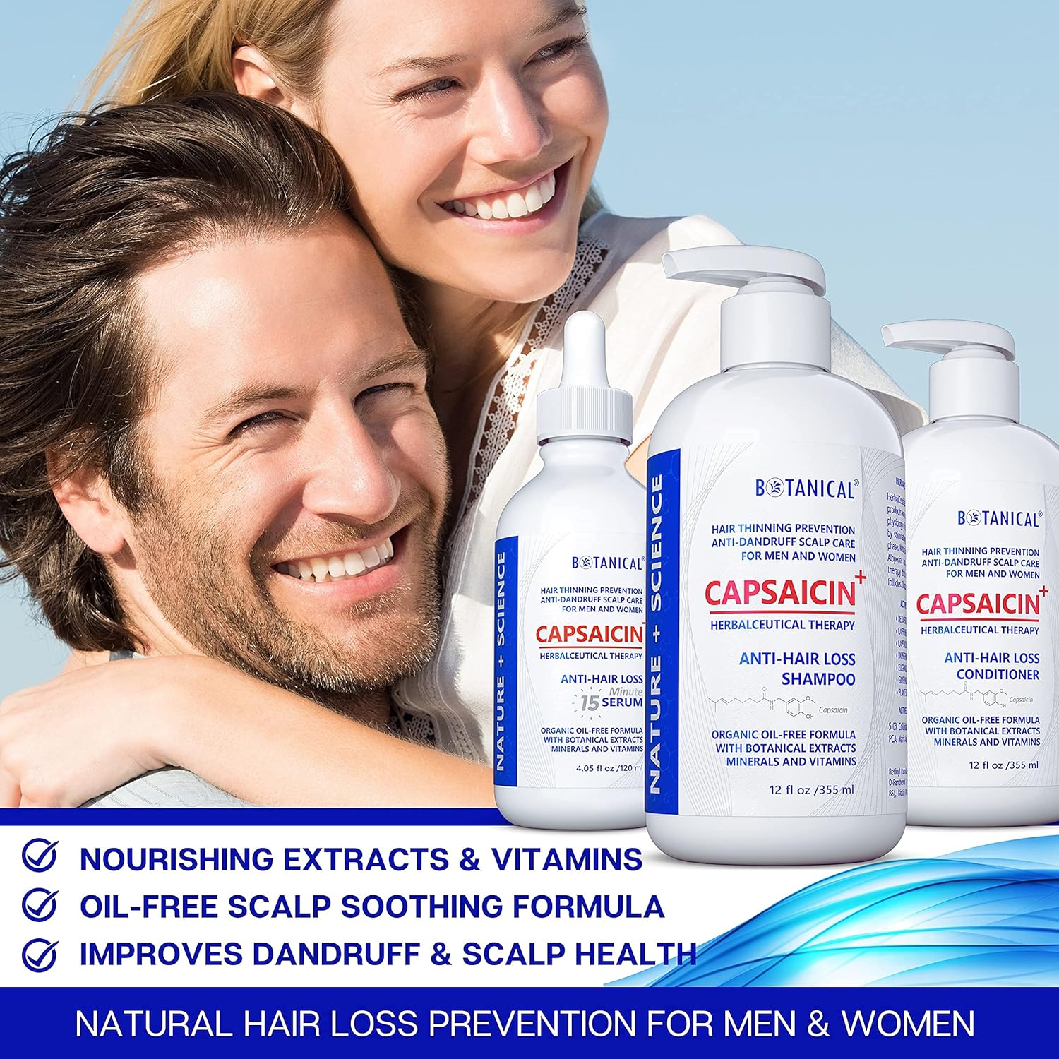 BOTANICAL HAIR GROWTH LAB - Anti-Hair Loss Scalp Treatment, Shampoo and Conditioner - HerbalCeutical CAPSAICIN+ Oil-Free Formula - Hair Loss Prevention for Men & Women, Alopecia Postpartum DHT : Everything Else