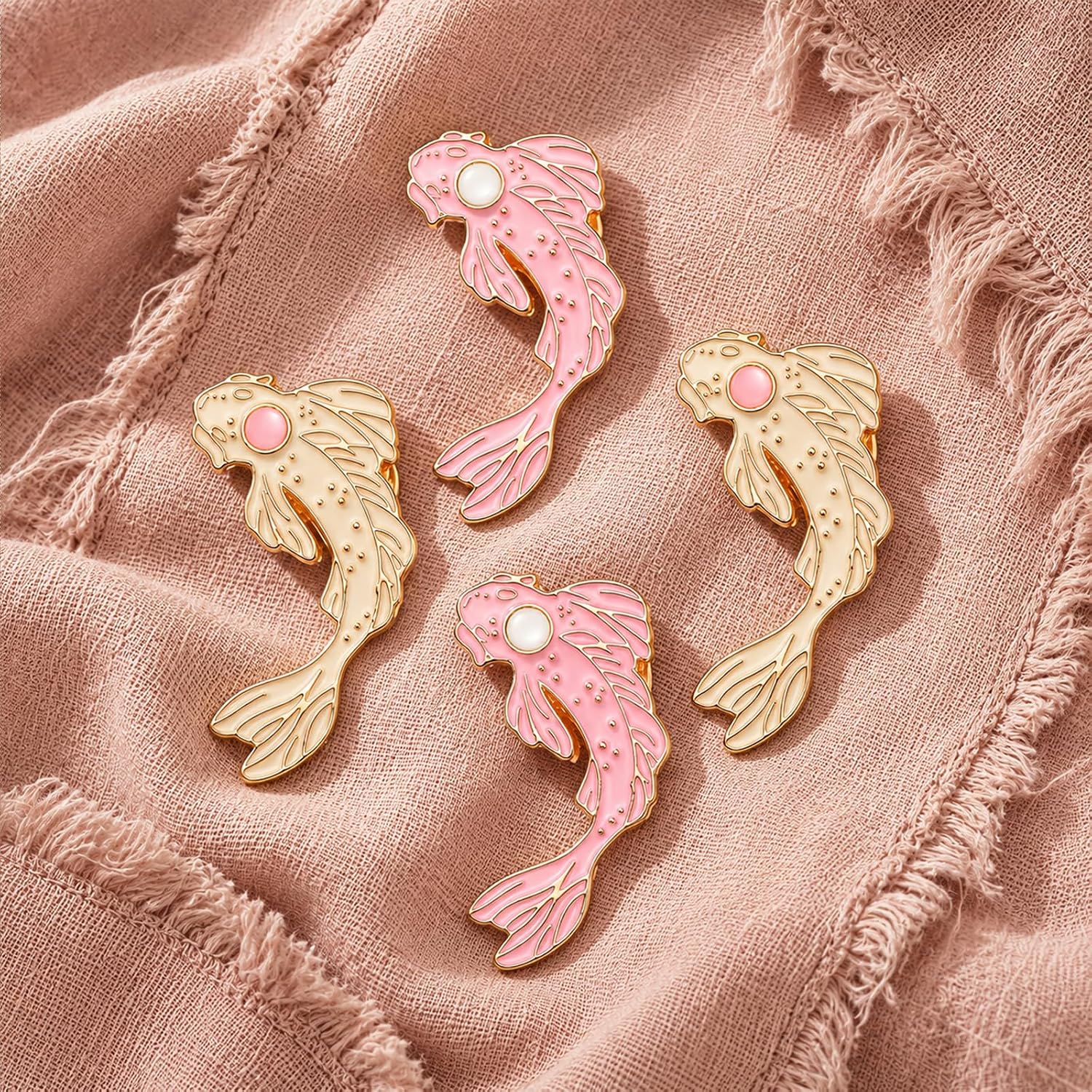 Cute Enamel Pins, 4Pcs Cartoon Koi Fish Lapel Pins Kawaii Badges image 5