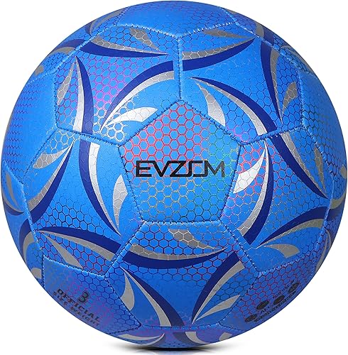 Miniatura 2 de EVZOM Balón de fútbol luminoso oficial juego de fútbol americano, tamaño 3, tamaño 4, tamaño 5 para niños, niñas, adultos, al aire libre, interior,