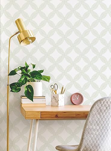 Miniatura 10 de Papel tapiz para despegar y pegar anillos entrelazados (gris, hoja individual, 2 x 9 pies)