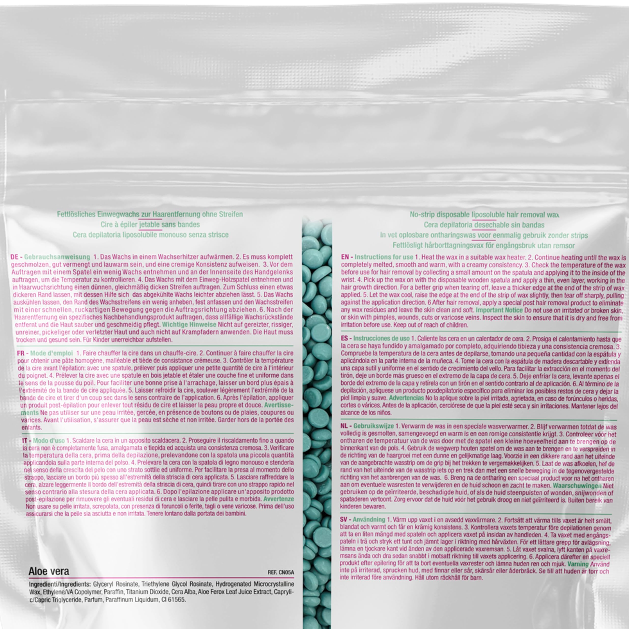 Dermawax Perle di Cera Aloe Vera 1 kg – Cera a Caldo Senza Strisce per Pelle Sensibile – Epilazione Professionale per Bikini, Viso e Corpo – Made in Italy